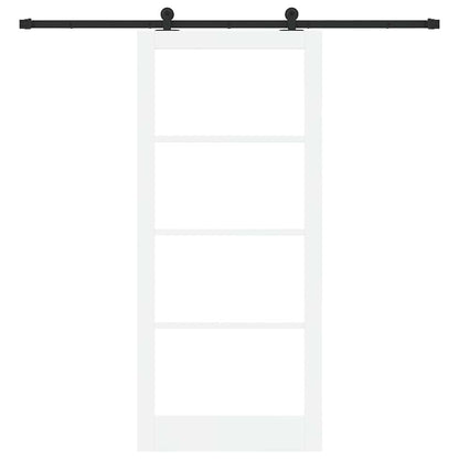 vidaXL Sliding Door ORKDAL White 93 x 211 cm Solid Pine Wood and Glass