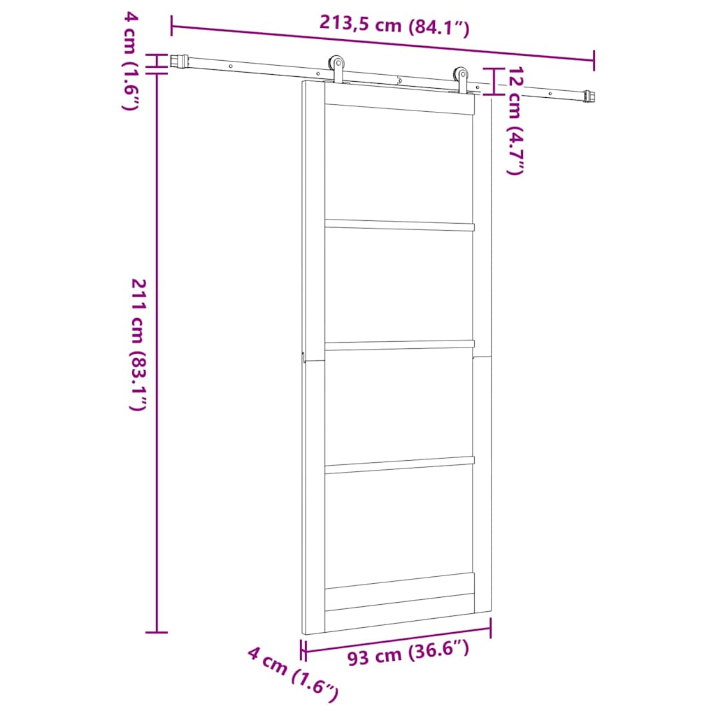 vidaXL Sliding Door ORKDAL Natural 93 x 232 cm