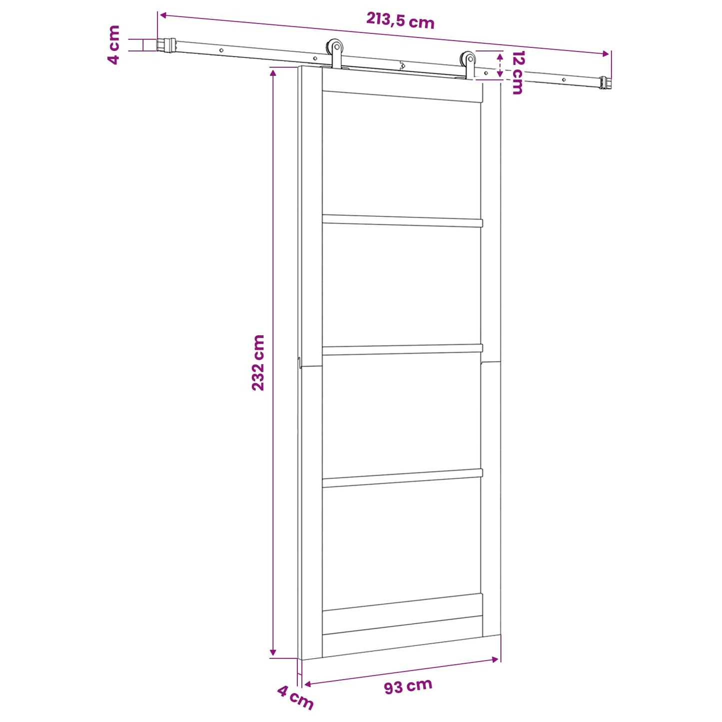 vidaXL Sliding Door ORKDAL Natural 93 x 232 cm
