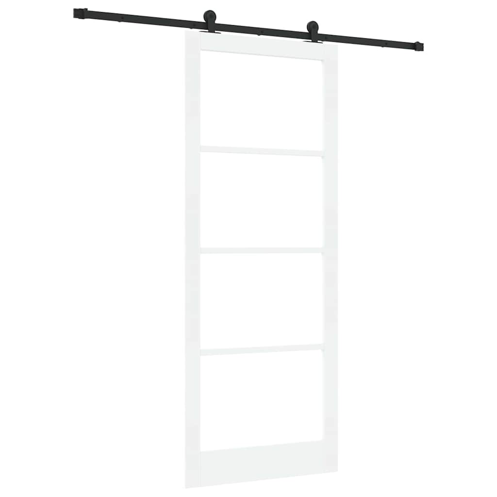 vidaXL Sliding Door ORKDAL White 93 x 232 cm Solid Pine Wood and Glass