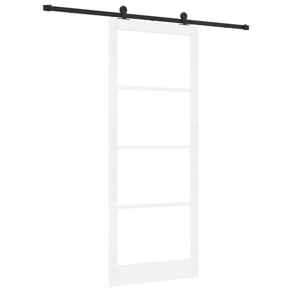 vidaXL Sliding Door ORKDAL White 93 x 232 cm Solid Pine Wood and Glass