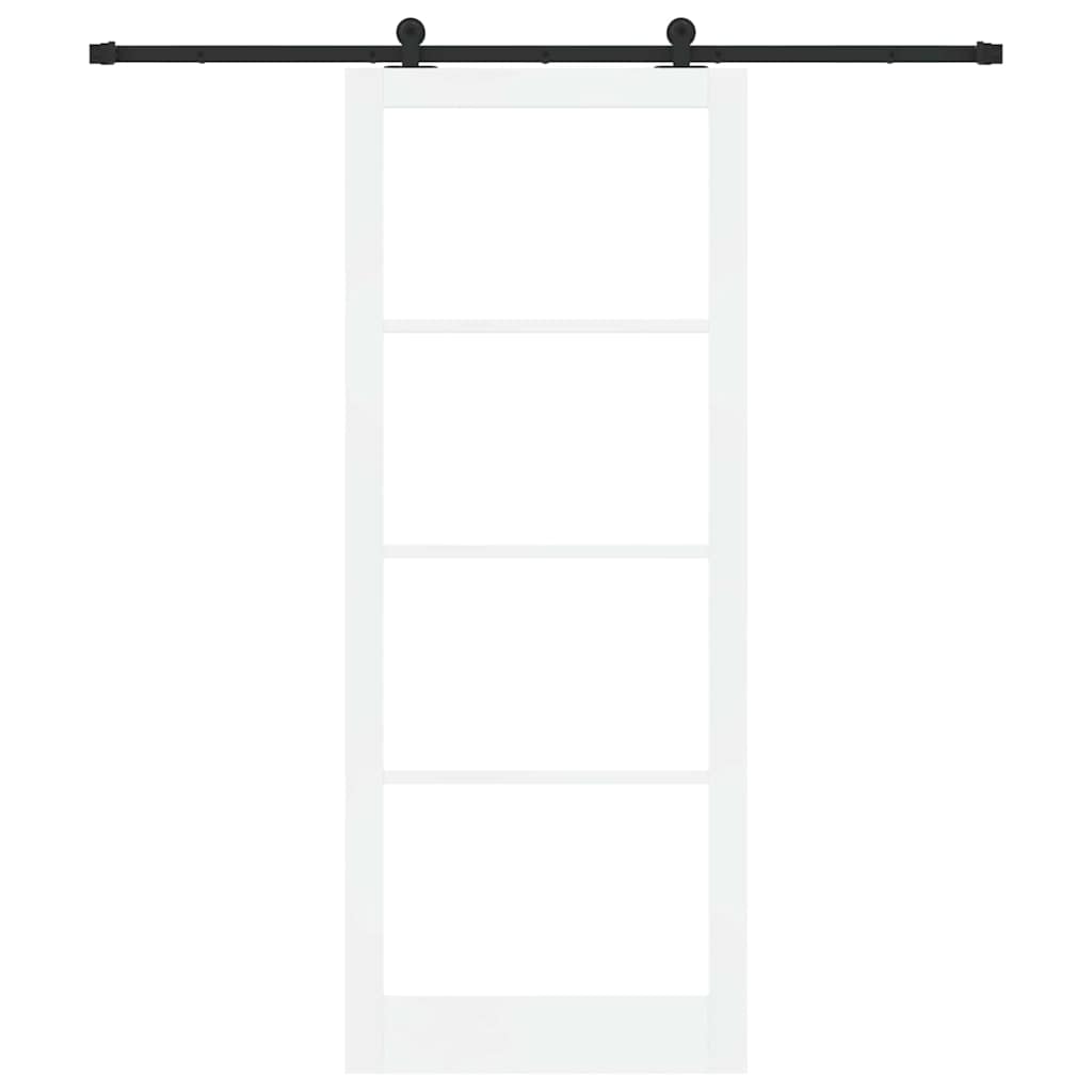 vidaXL Sliding Door ORKDAL White 93 x 232 cm Solid Pine Wood and Glass