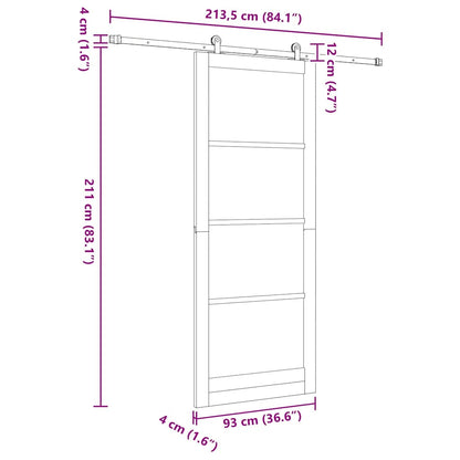 vidaXL Sliding Door ORKDAL White 93 x 232 cm Solid Pine Wood and Glass