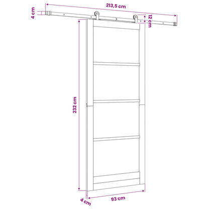 vidaXL Sliding Door ORKDAL White 93 x 232 cm Solid Pine Wood and Glass