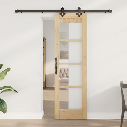 vidaXL Sliding Door ORKDAL Natural and Black 61 x 198.5 cm