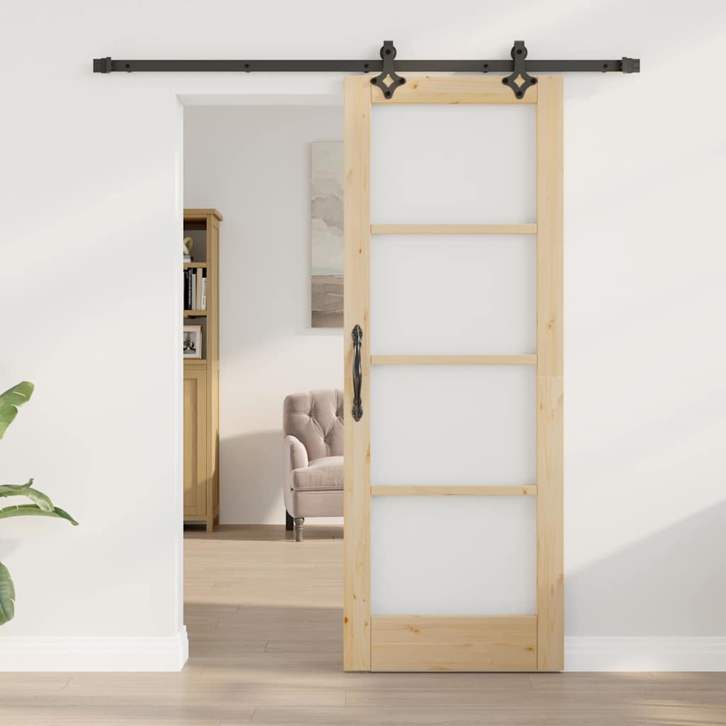 vidaXL Sliding Door ORKDAL Natural and Black 73.5 x 198.5 cm