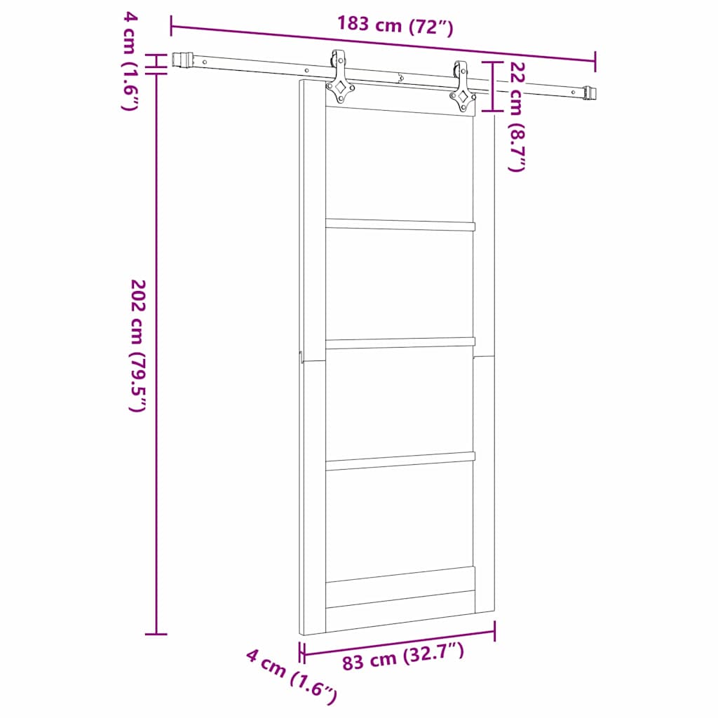 vidaXL Sliding Door ORKDAL White and Black 83 x 202 cm