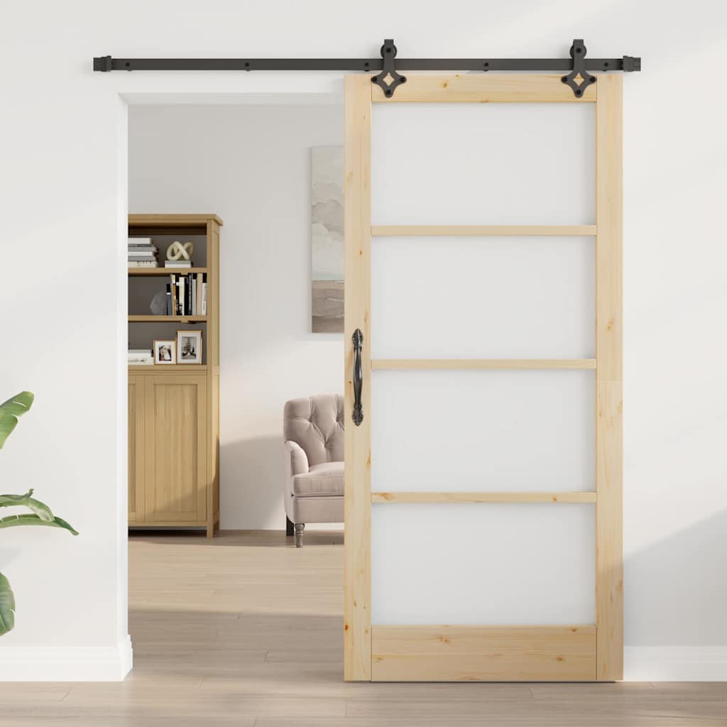 vidaXL Sliding Door ORKDAL Natural and Black 93 x 202 cm