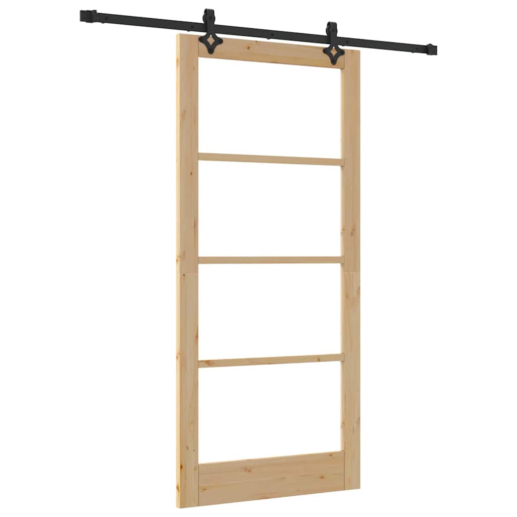 vidaXL Sliding Door ORKDAL Natural and Black 93 x 202 cm