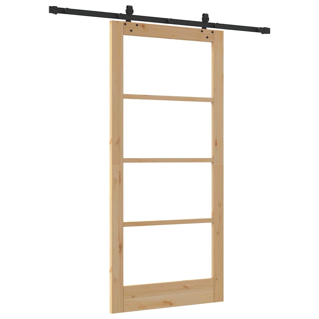 vidaXL Sliding Door ORKDAL Natural and Black 93 x 202 cm