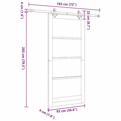 vidaXL Sliding Door ORKDAL Natural and Black 93 x 202 cm