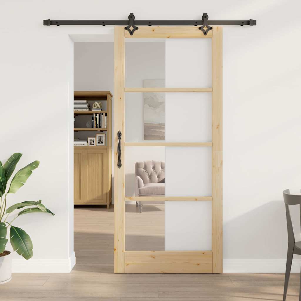 vidaXL Sliding Door ORKDAL Natural and Black 93 x 211 cm