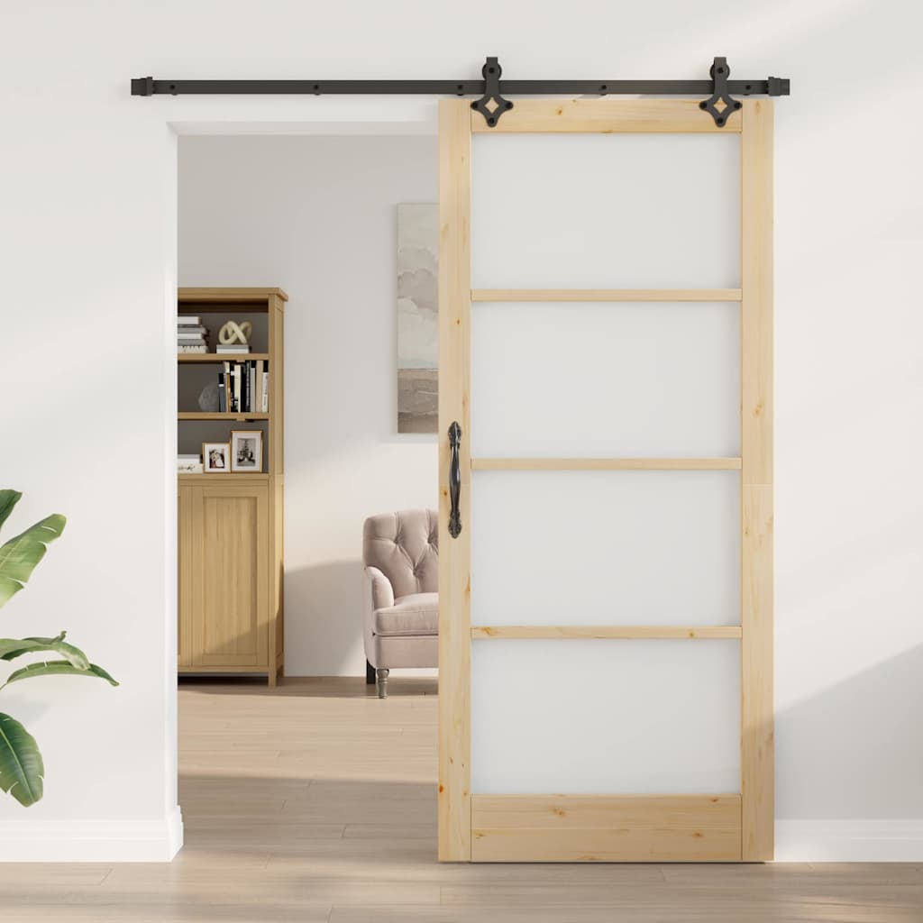 vidaXL Sliding Door ORKDAL Natural and Black 93 x 211 cm
