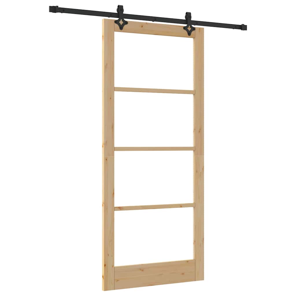 vidaXL Sliding Door ORKDAL Natural and Black 93 x 211 cm