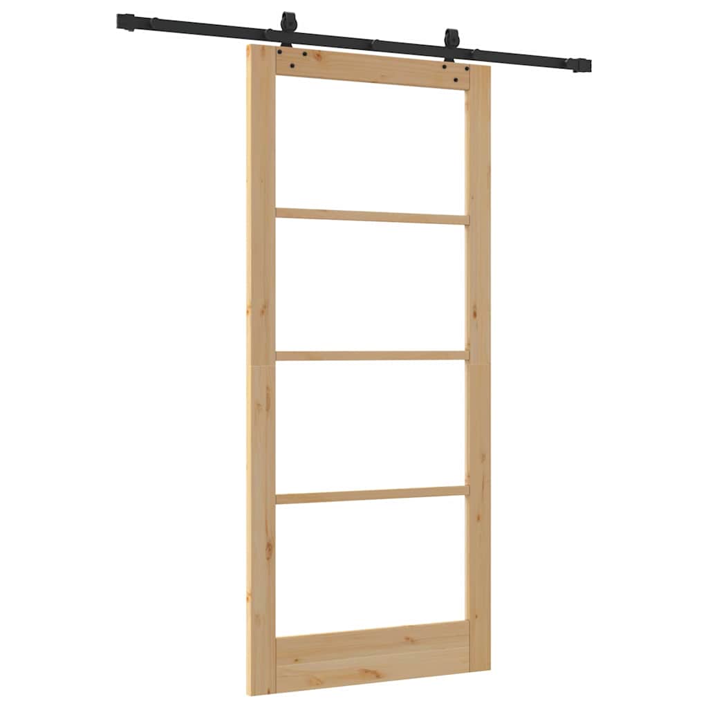 vidaXL Sliding Door ORKDAL Natural and Black 93 x 211 cm