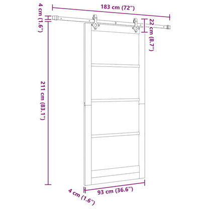 vidaXL Sliding Door ORKDAL Natural and Black 93 x 211 cm