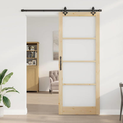 vidaXL Sliding Door ORKDAL Natural and Black 93 x 232 cm