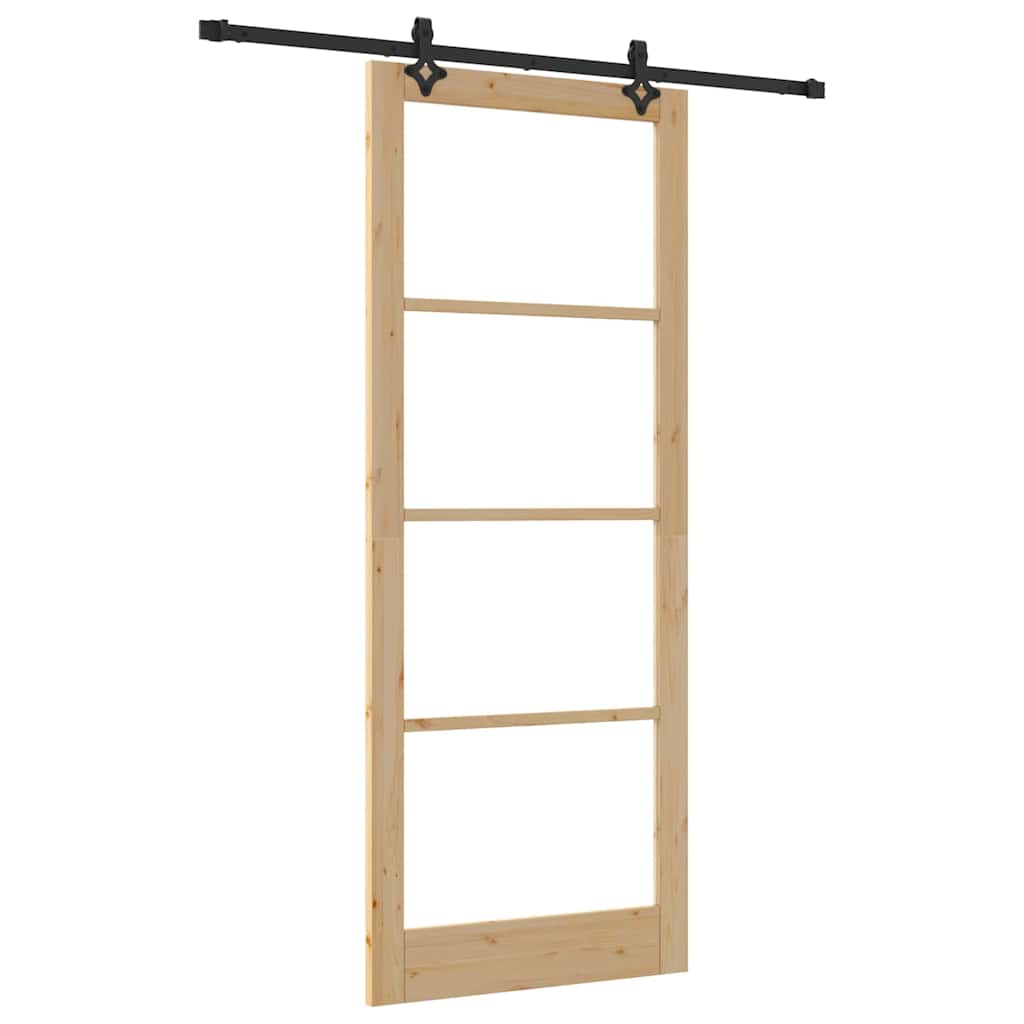 vidaXL Sliding Door ORKDAL Natural and Black 93 x 232 cm