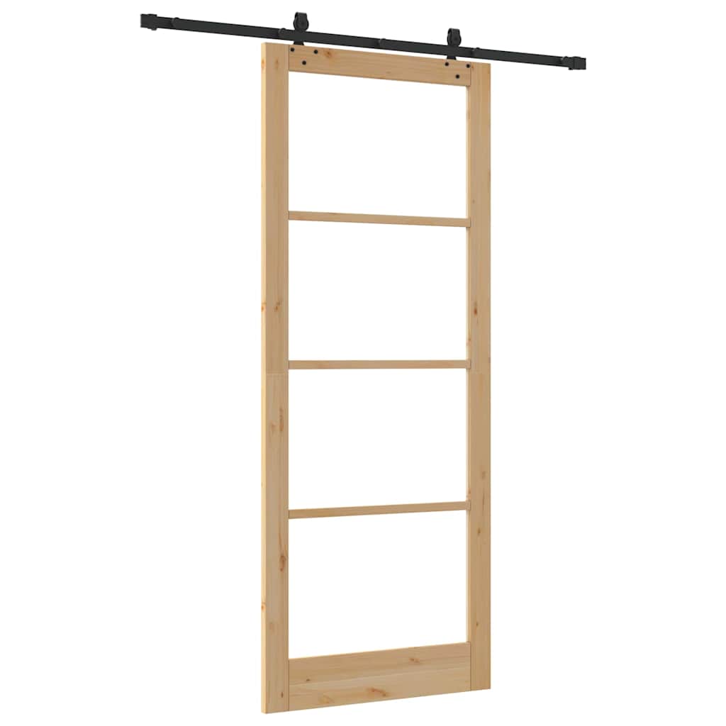 vidaXL Sliding Door ORKDAL Natural and Black 93 x 232 cm