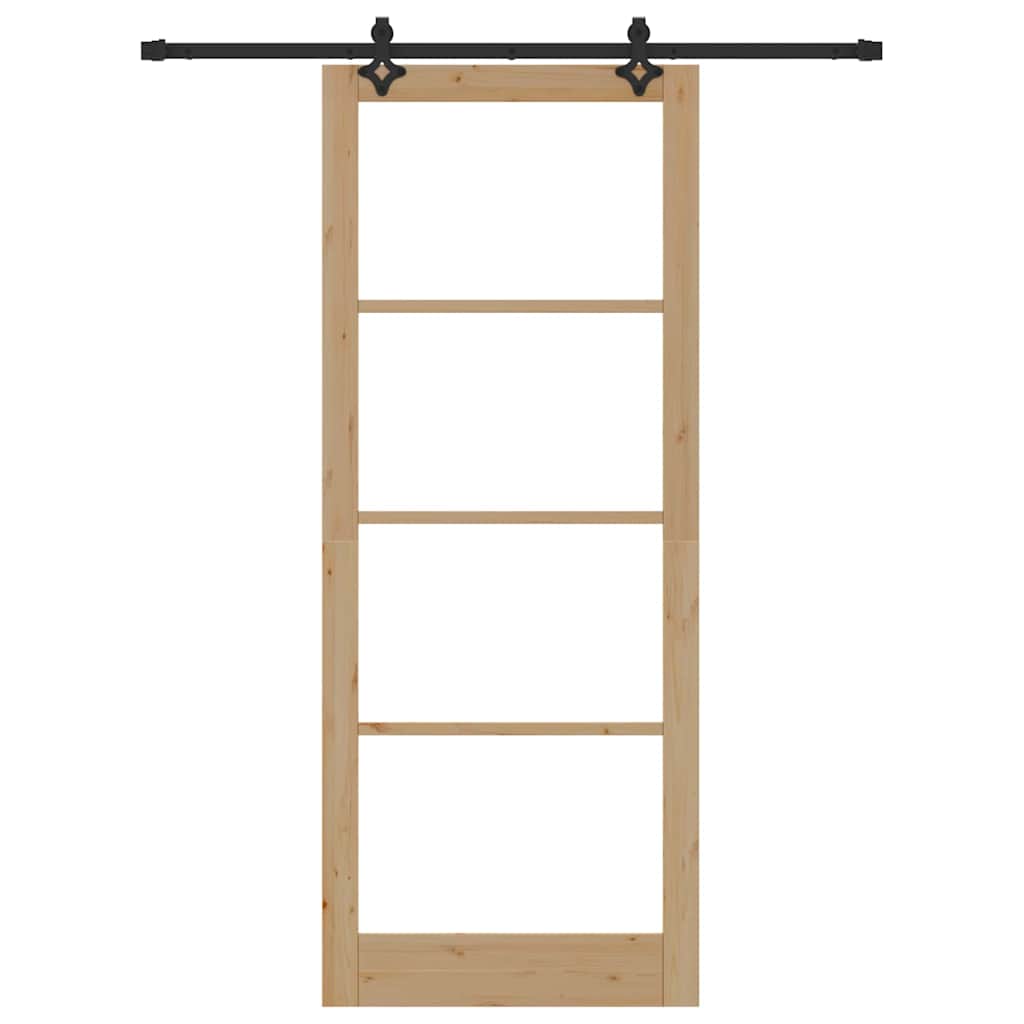 vidaXL Sliding Door ORKDAL Natural and Black 93 x 232 cm