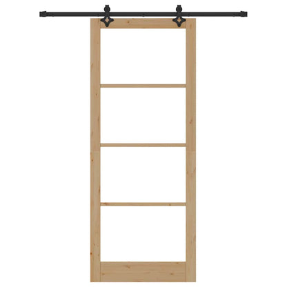 vidaXL Sliding Door ORKDAL Natural and Black 93 x 232 cm
