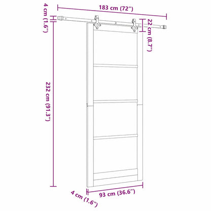 vidaXL Sliding Door ORKDAL Natural and Black 93 x 232 cm