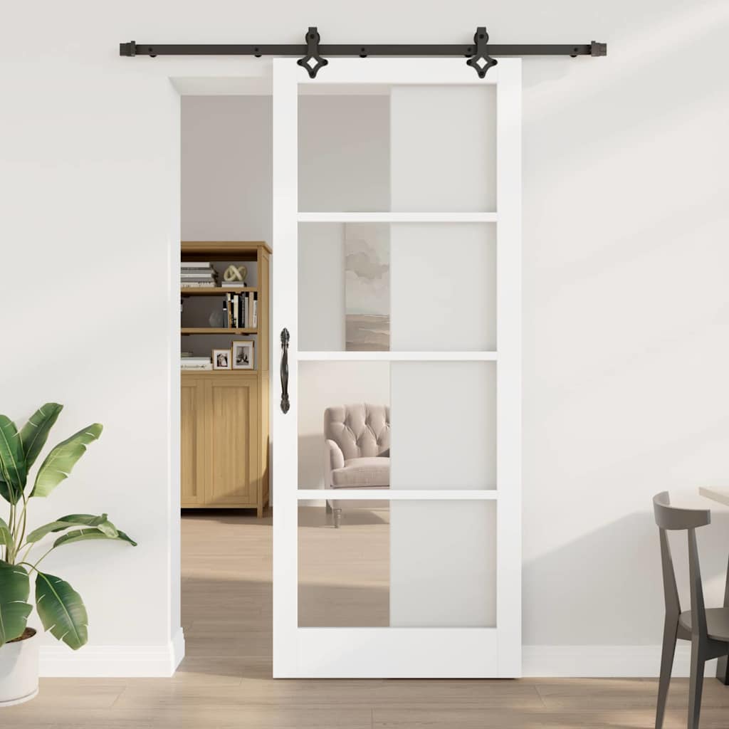 vidaXL Sliding Door ORKDAL White and Black 93 x 232 cm