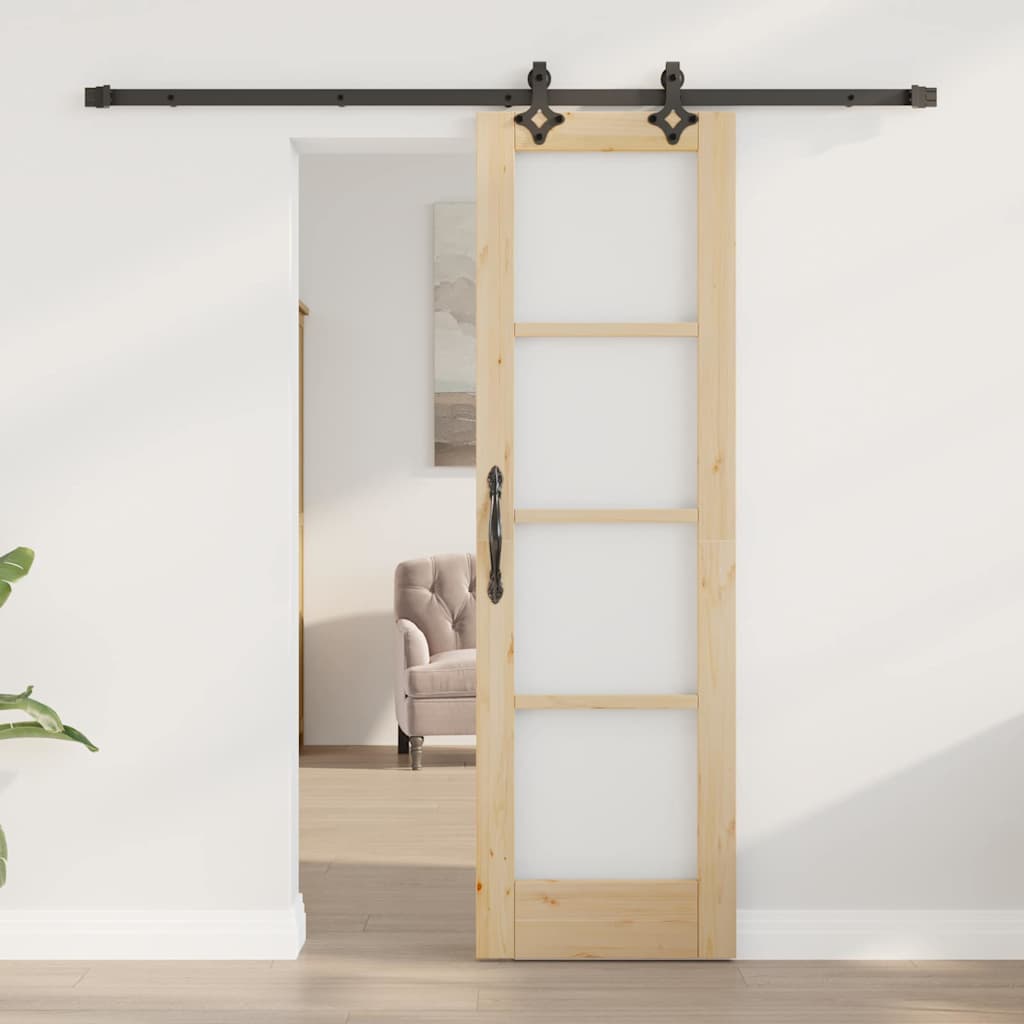 vidaXL Sliding Door ORKDAL Natural and Black 61 x 198.5 cm