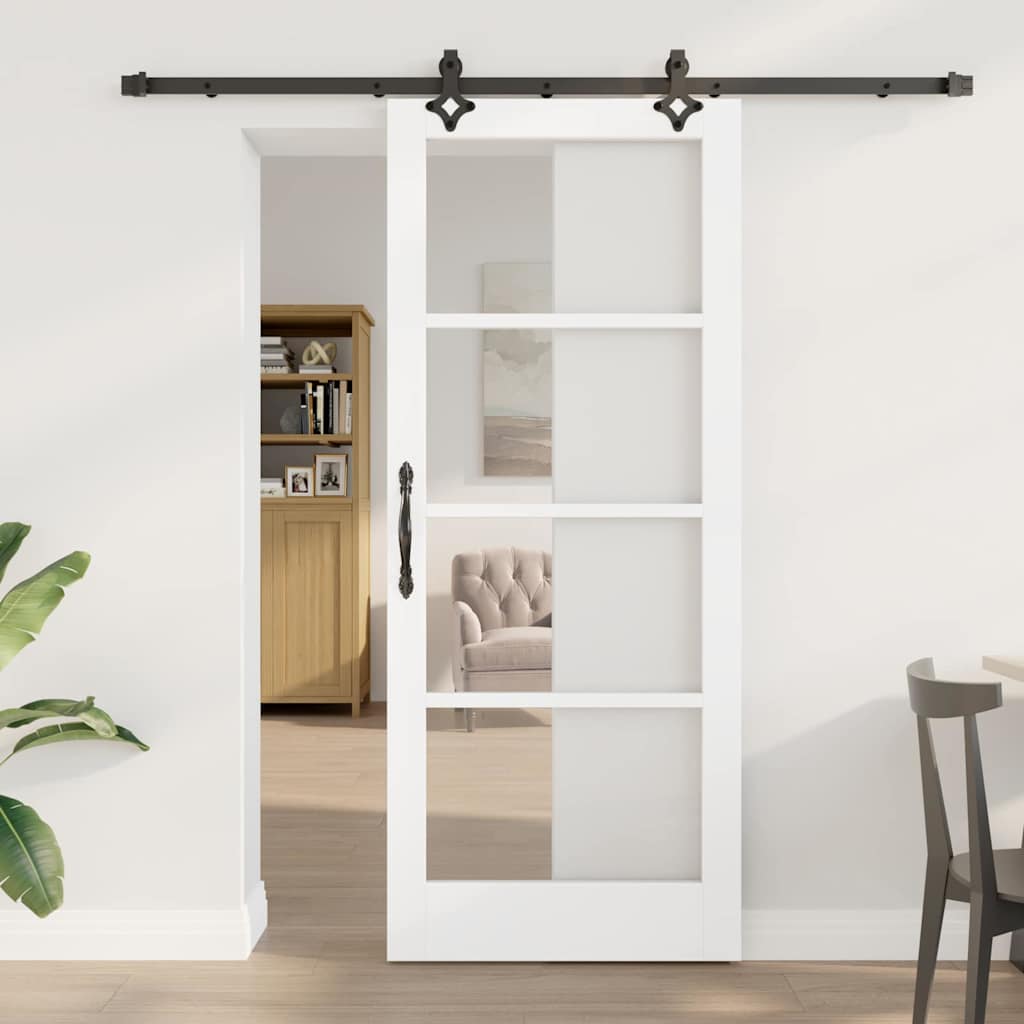 vidaXL Sliding Door ORKDAL White and Black 83 x 202 cm
