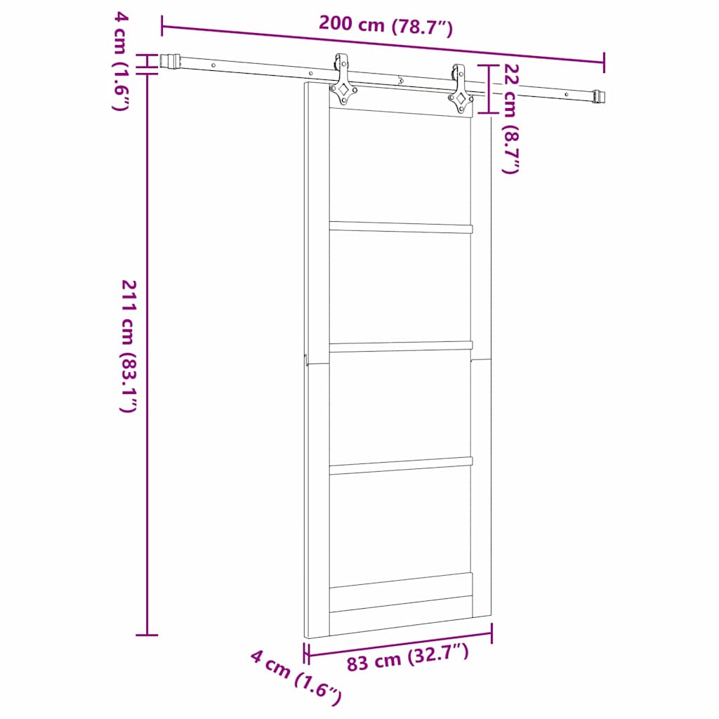 vidaXL Sliding Door ORKDAL White and Black 83 x 211 cm