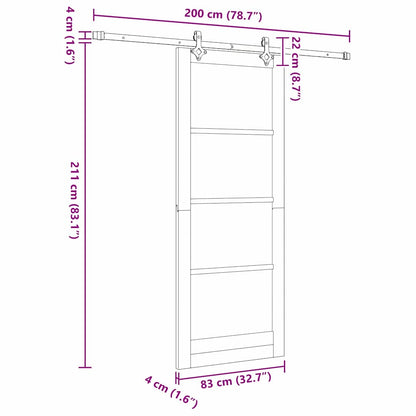 vidaXL Sliding Door ORKDAL White and Black 83 x 211 cm
