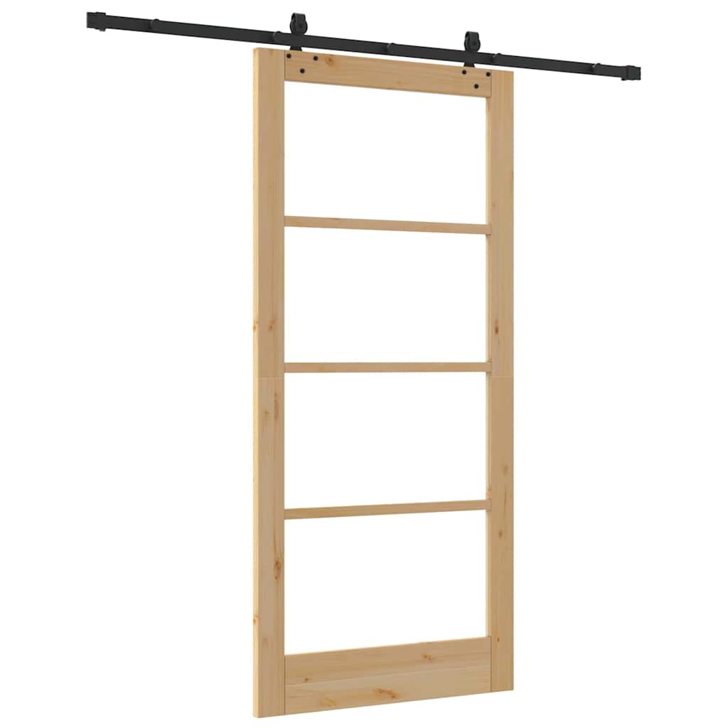 vidaXL Sliding Door ORKDAL Natural and Black 93 x 202 cm