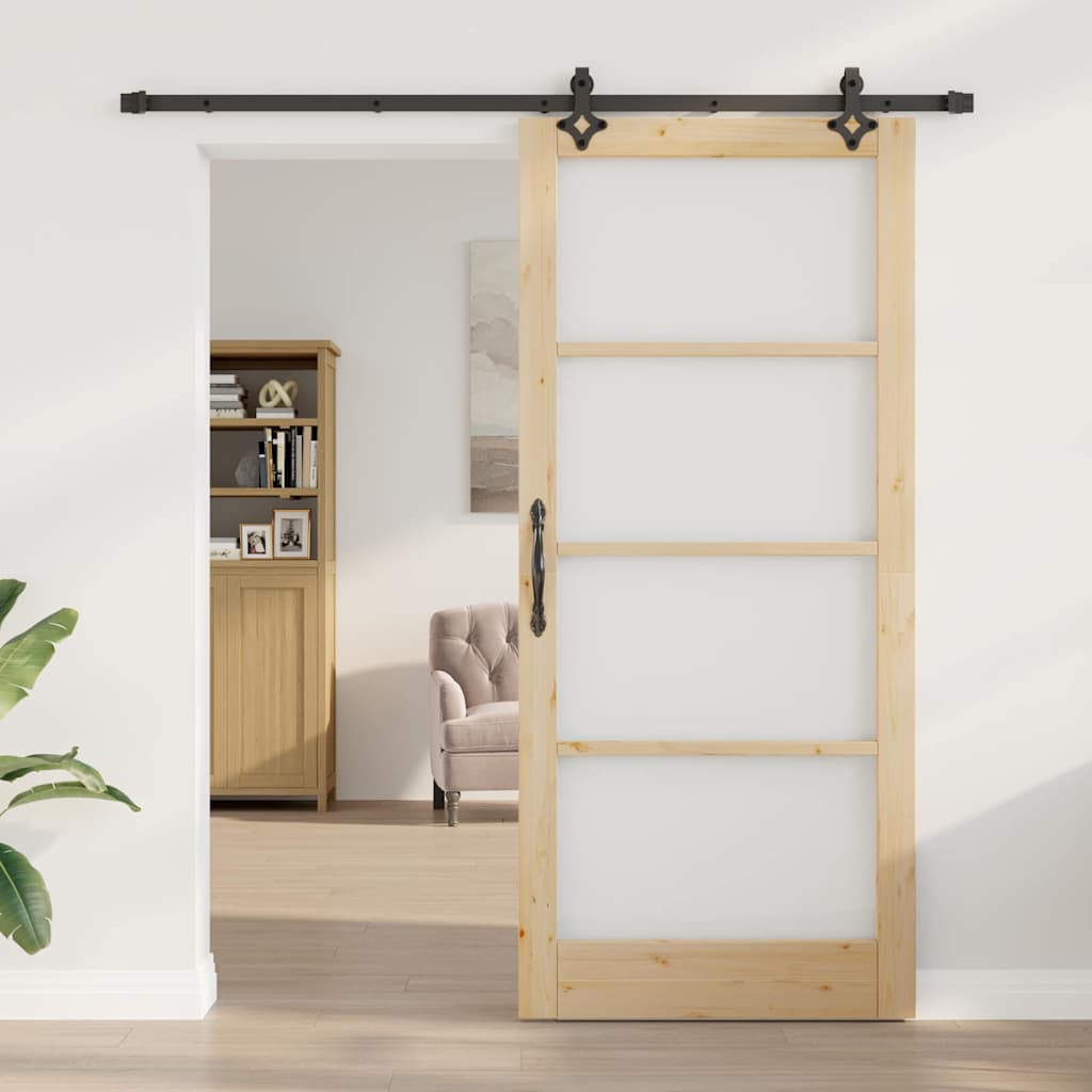 vidaXL Sliding Door ORKDAL Natural and Black 93 x 211 cm
