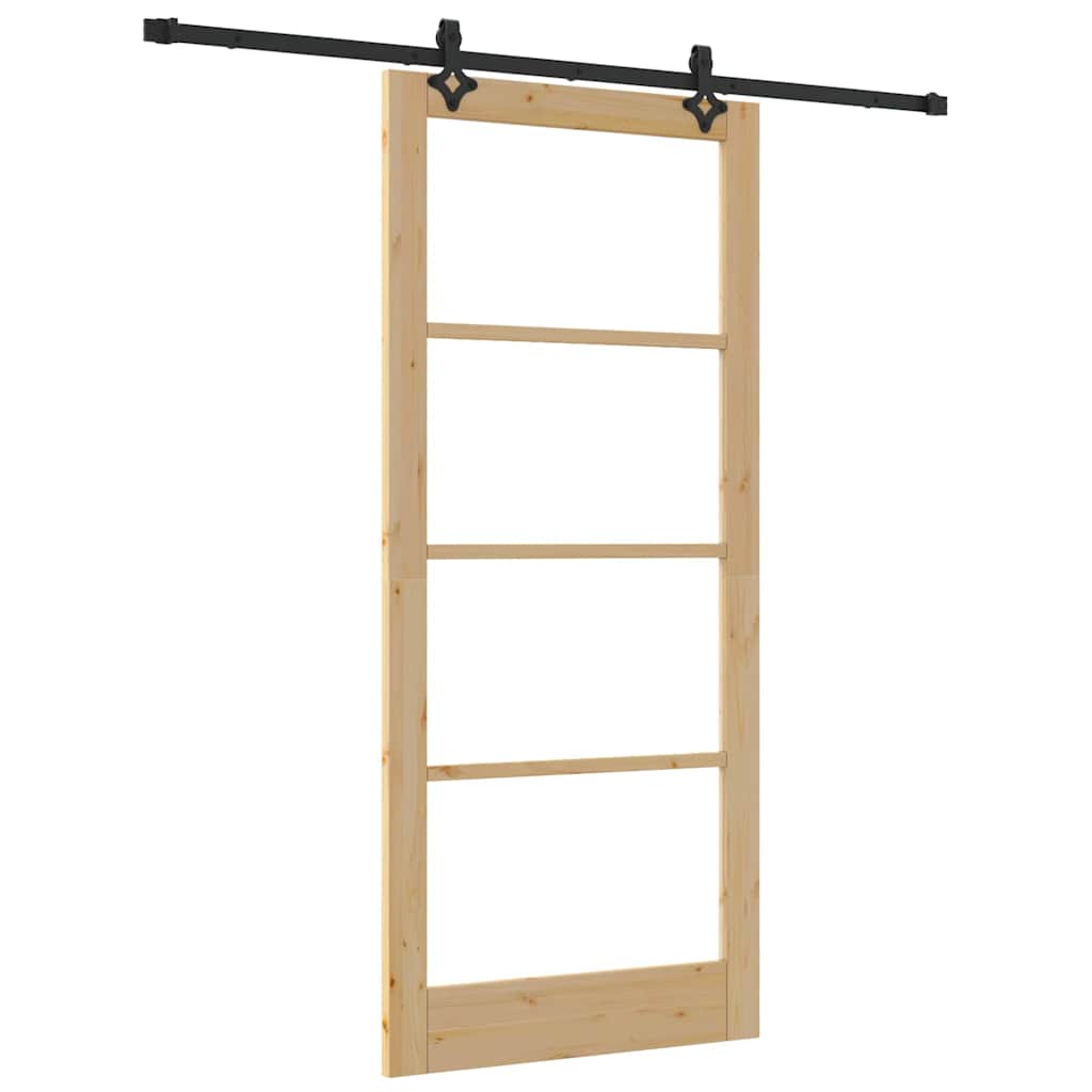 vidaXL Sliding Door ORKDAL Natural and Black 93 x 211 cm