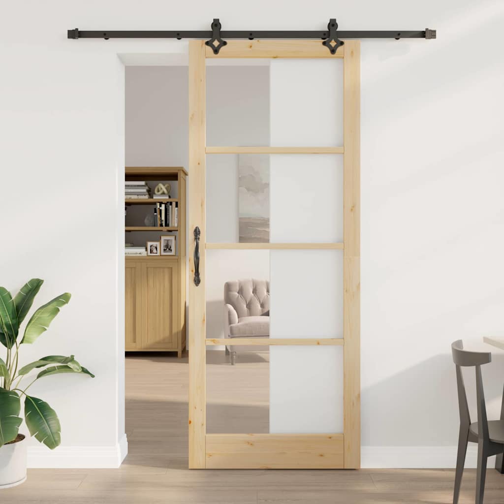 vidaXL Sliding Door ORKDAL Natural and Black 93 x 232 cm