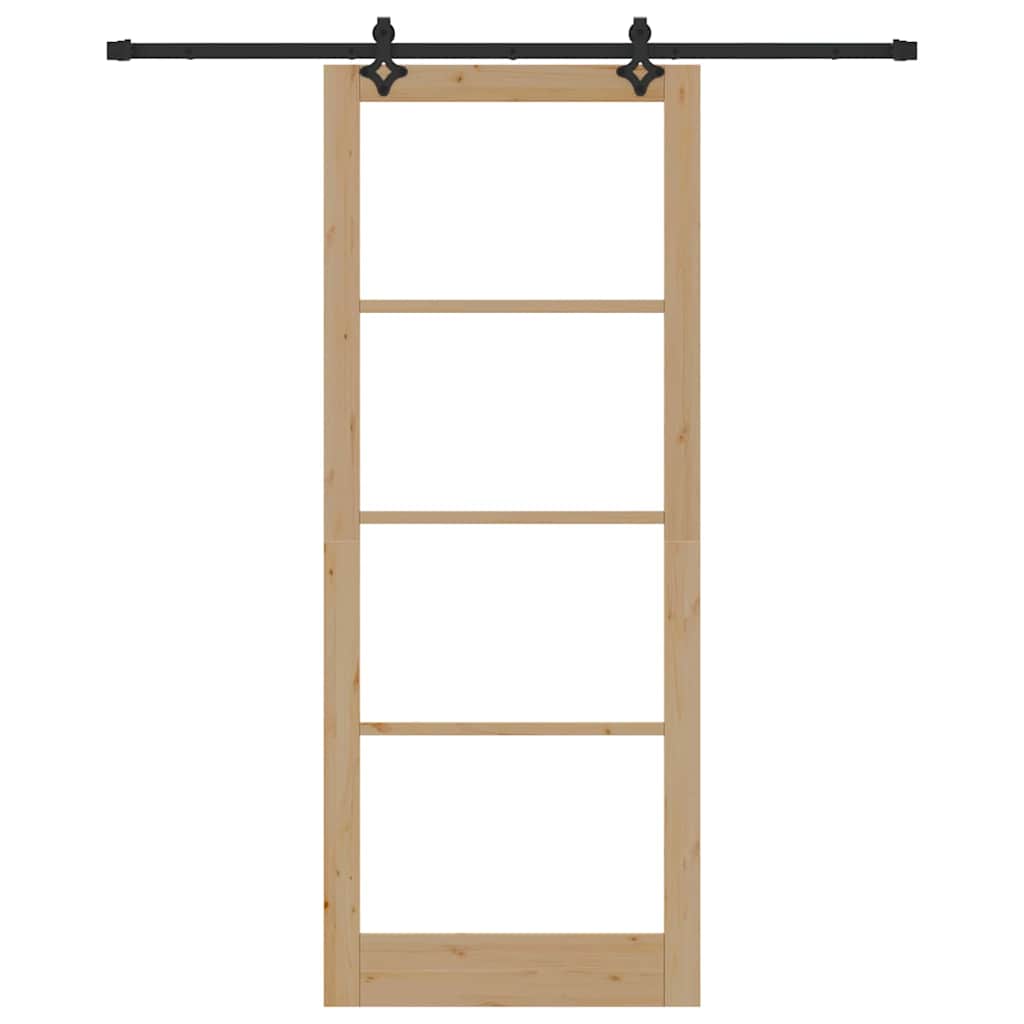 vidaXL Sliding Door ORKDAL Natural and Black 93 x 232 cm