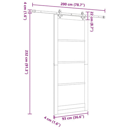 vidaXL Sliding Door ORKDAL White and Black 93 x 232 cm