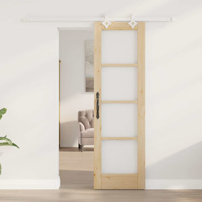 vidaXL Sliding Door Natural 61 x 198.5 cm Solid Pine Wood and Glass