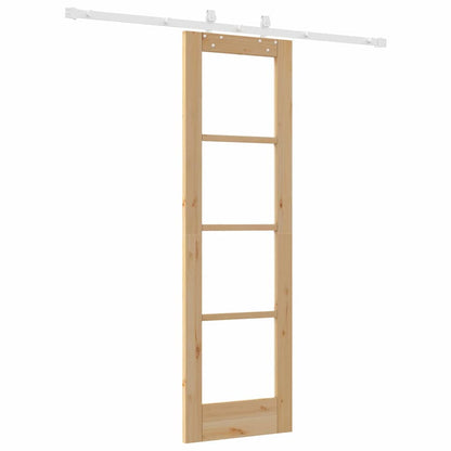 vidaXL Sliding Door Natural 61 x 198.5 cm Solid Pine Wood and Glass