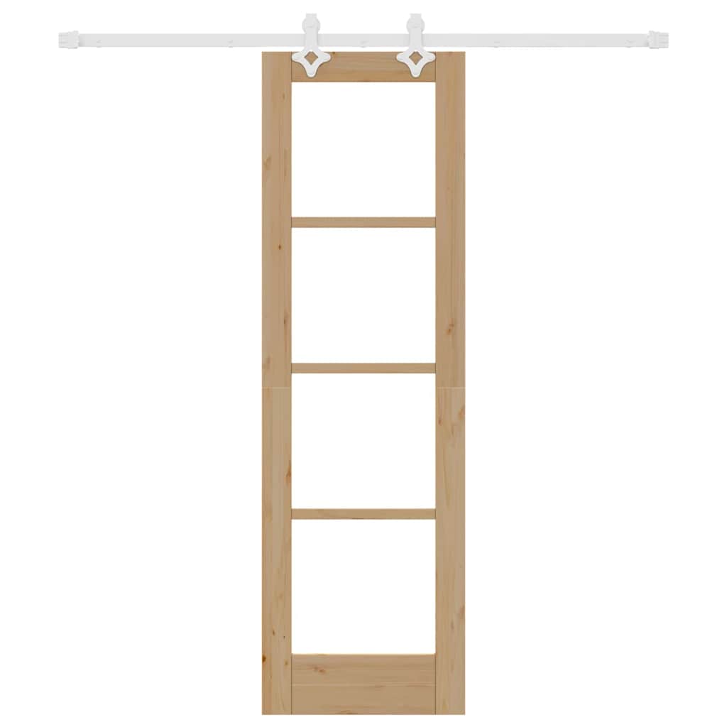 vidaXL Sliding Door Natural 61 x 198.5 cm Solid Pine Wood and Glass