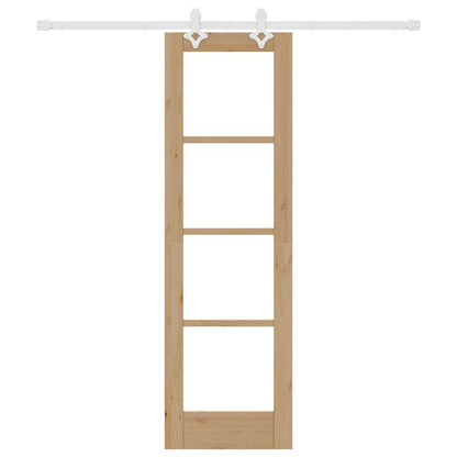 vidaXL Sliding Door Natural 61 x 198.5 cm Solid Pine Wood and Glass