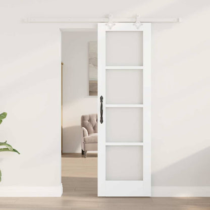 vidaXL Sliding Door White 61 x 198.5 cm Solid Pine Wood and Glass