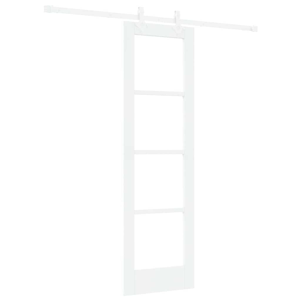vidaXL Sliding Door White 61 x 198.5 cm Solid Pine Wood and Glass