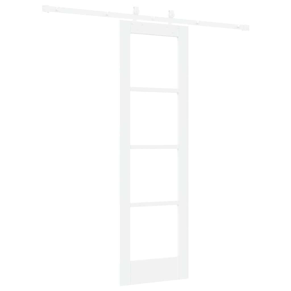 vidaXL Sliding Door White 61 x 198.5 cm Solid Pine Wood and Glass