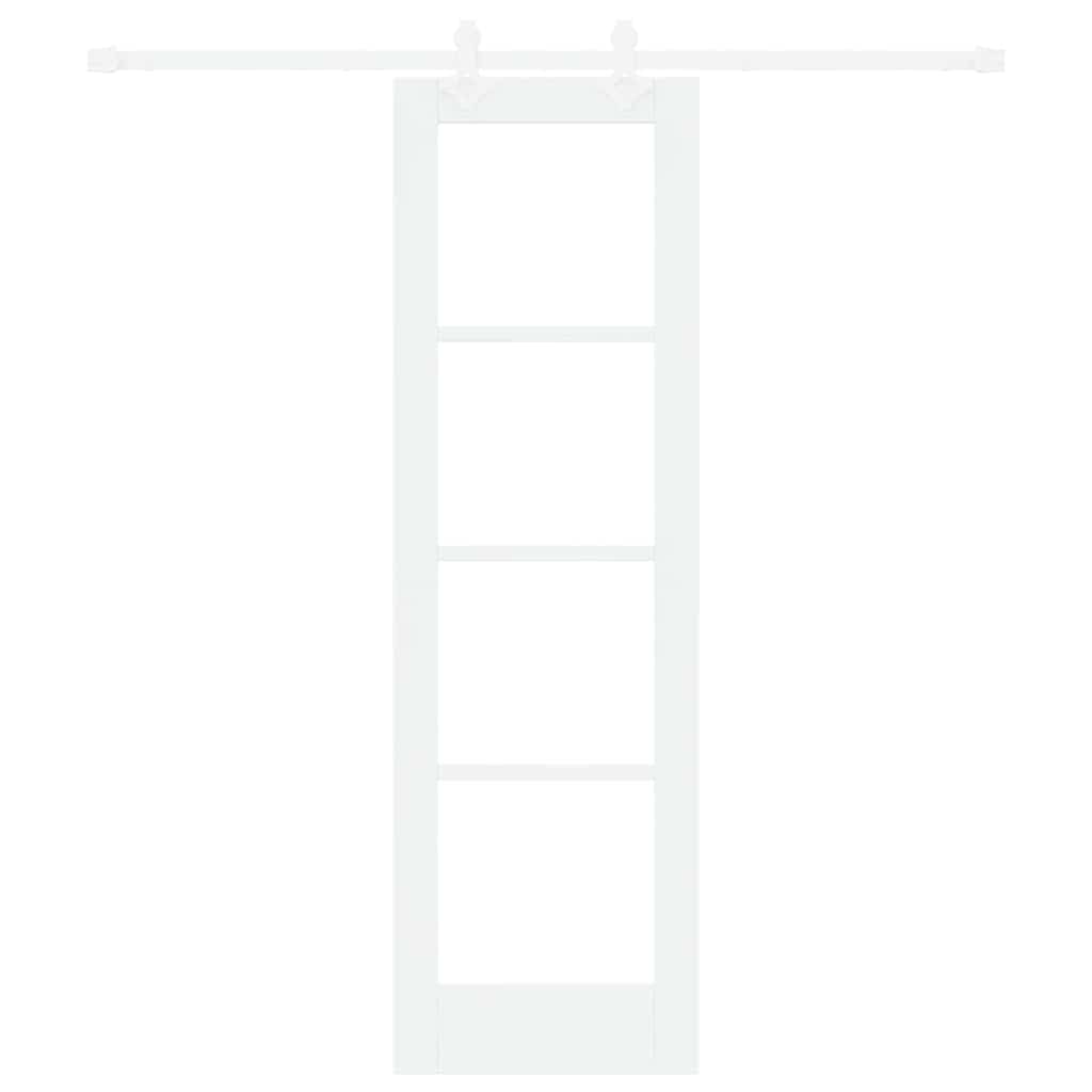 vidaXL Sliding Door White 61 x 198.5 cm Solid Pine Wood and Glass