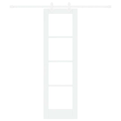 vidaXL Sliding Door White 61 x 198.5 cm Solid Pine Wood and Glass