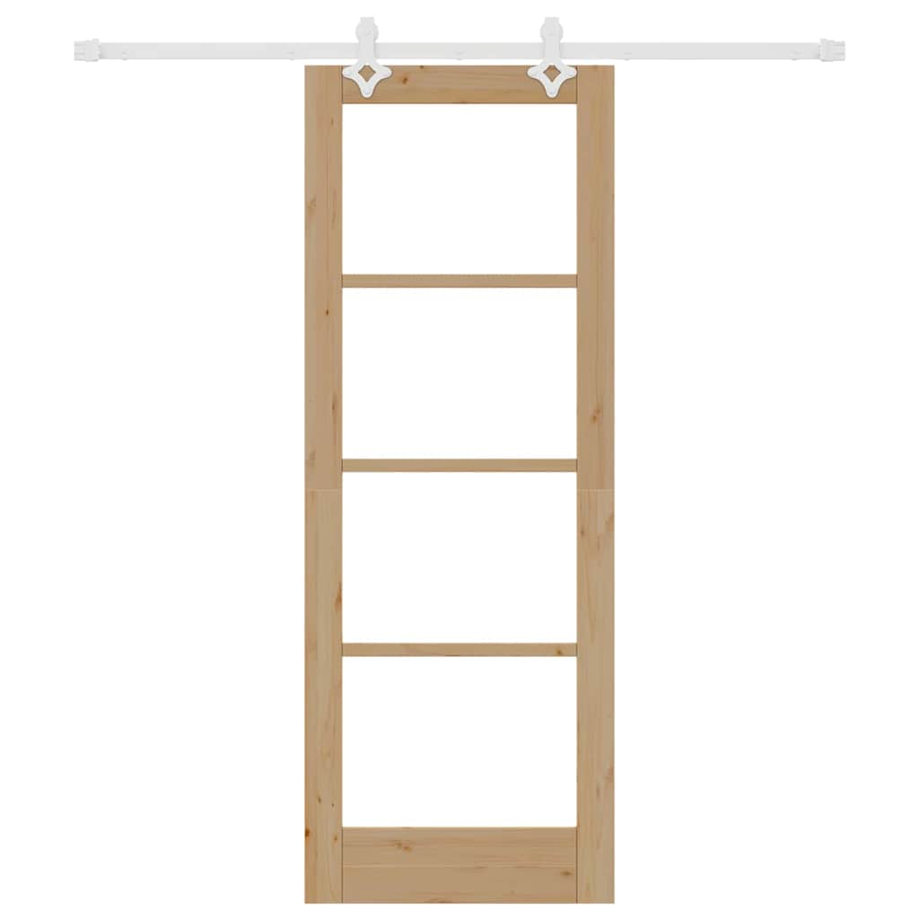vidaXL Sliding Door Natural 73.5 x 198.5 cm Solid Pine Wood and Glass