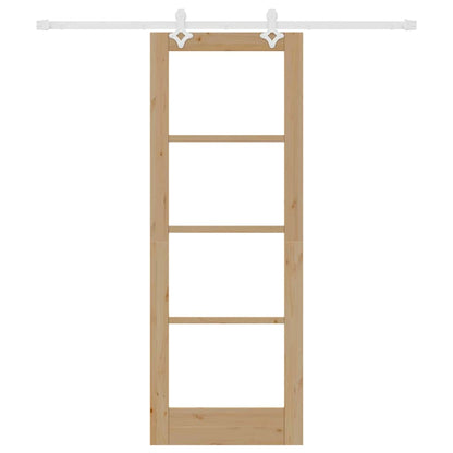 vidaXL Sliding Door Natural 73.5 x 198.5 cm Solid Pine Wood and Glass
