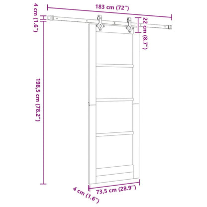 vidaXL Sliding Door Natural 73.5 x 198.5 cm Solid Pine Wood and Glass