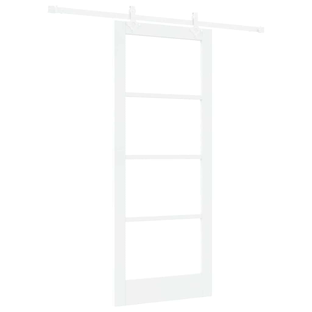 vidaXL Sliding Door White 83 x 202 cm Solid Pine Wood and Glass